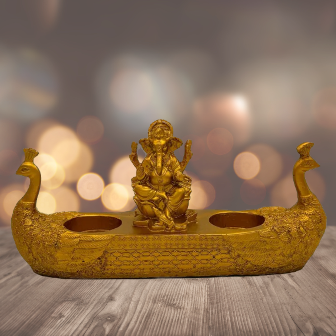 Golden Ganesha Deepak For Pooja Room & Home Decor