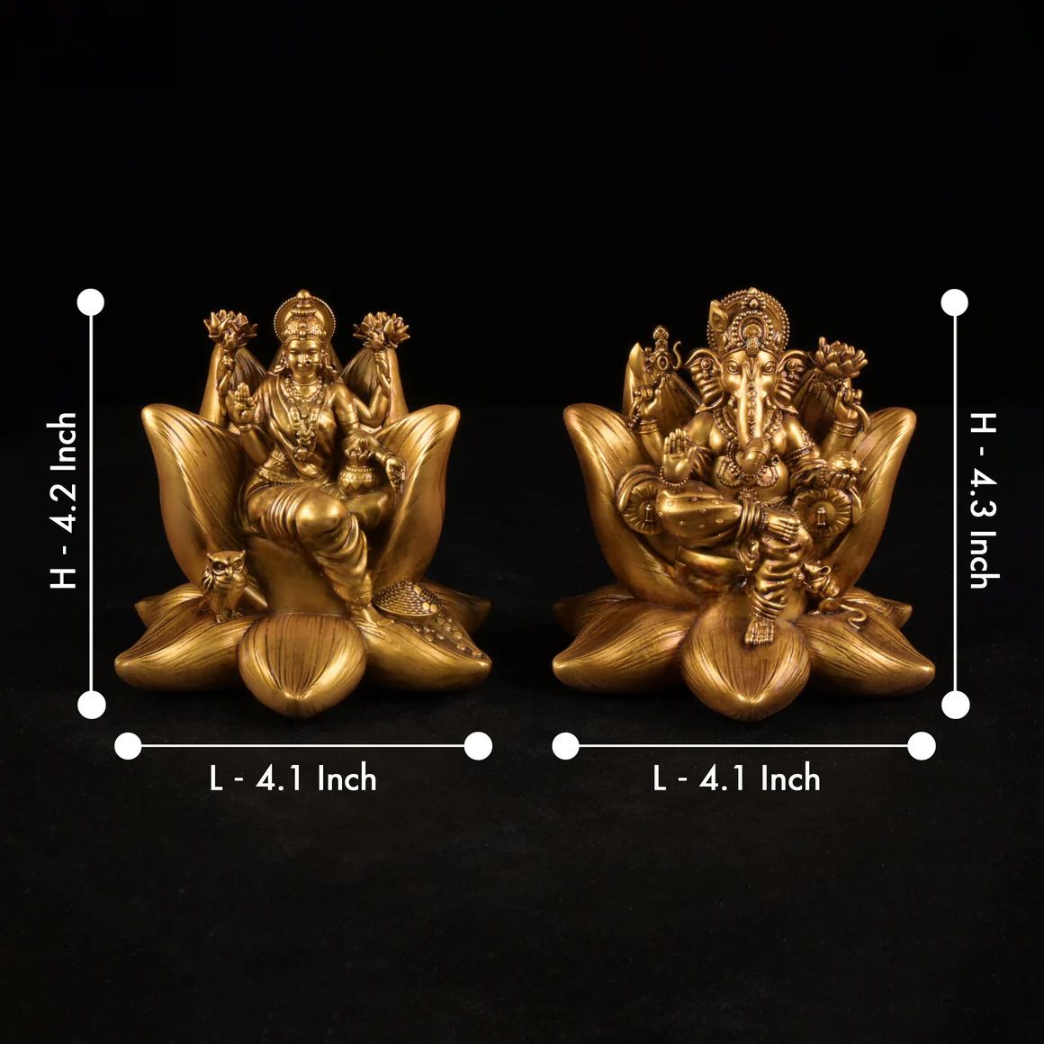 Golden Kamal Laxmi Ganesh Set - Samriidhhii Store