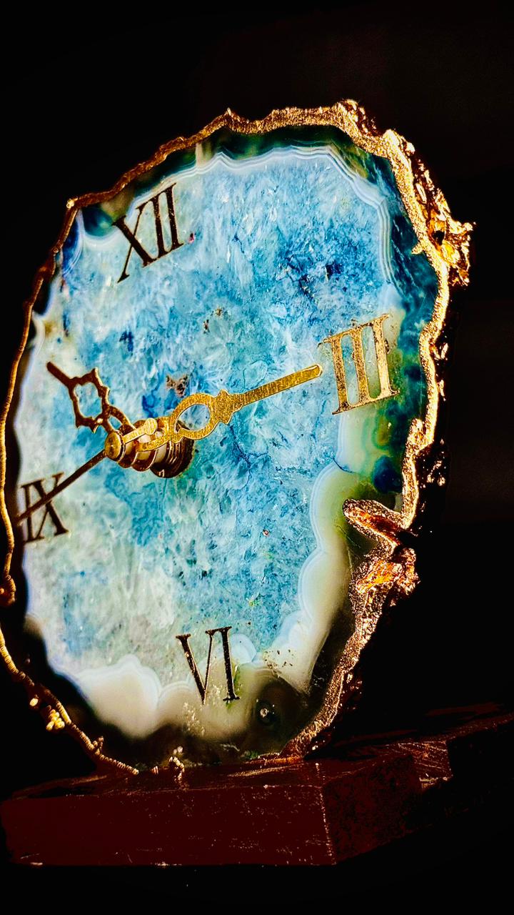 Ice and Sky Clock with Crystals - Samriidhhii Store