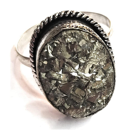 Natural Raw Pyrite Crystal Ring - Samriidhhii Store