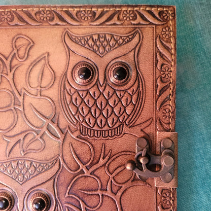 Owl Emboss With Black Stone Eye Journal - Samriidhhii Store