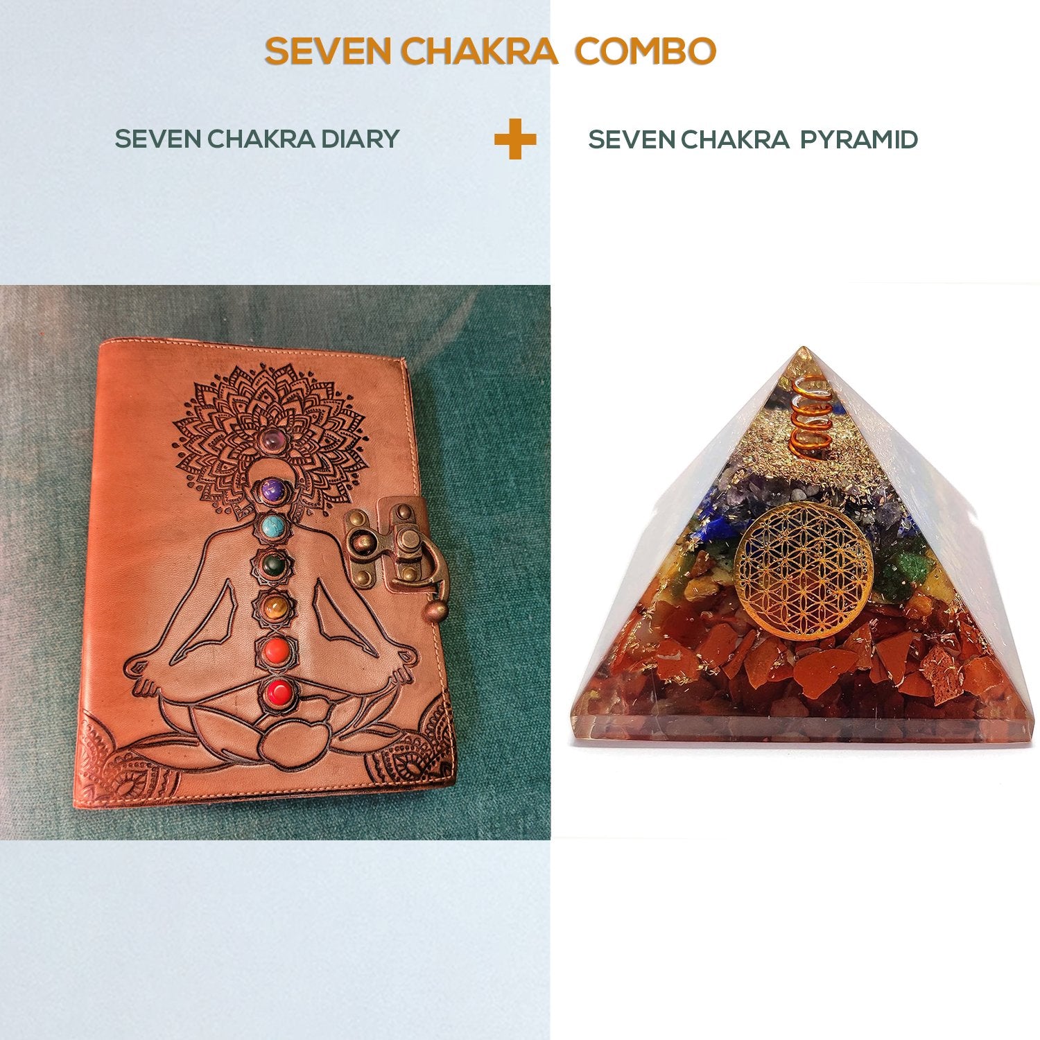 Seven Chakra Combo (Orgone Pyramid + Diary) - Samriidhhii Store