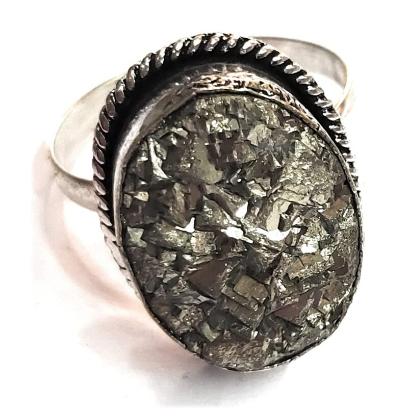 Natural Raw Pyrite Crystal Ring